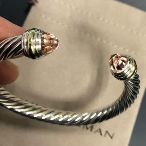 DY Silver & Yellow Gold 7mm Bracelet with Morganit